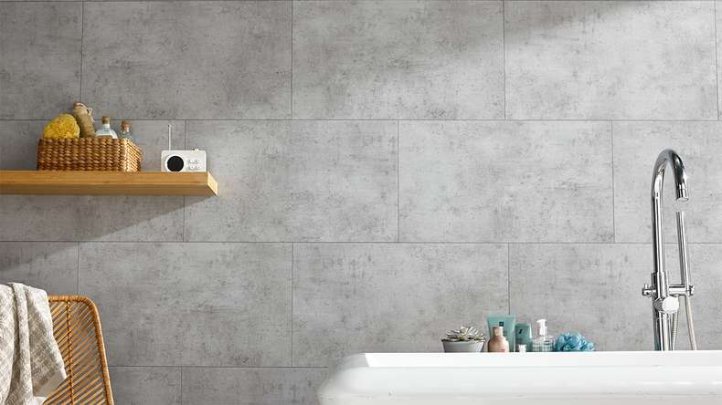 planeo StrongWall - rivestimento in plastica per pareti Wash Cement 65 x 37,5 cm