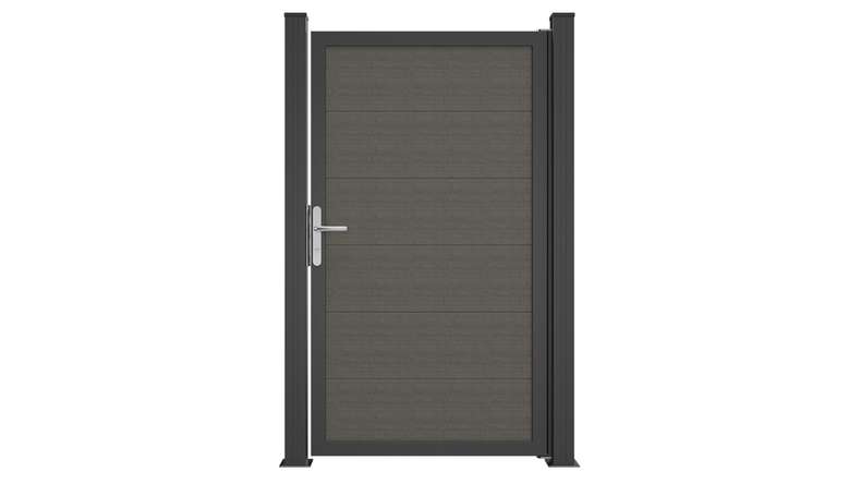 planeo Gardence Simply Guard - Porta universale in PVC Grigio Cenere con telaio in alluminio antracite DB703 100 x 180 cm