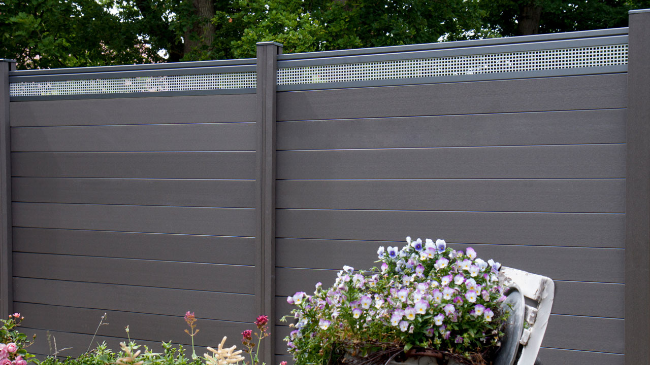 planeo Solid - pannello di design per recinzioni da giardino Alu15 grigio  pietra coex - Recinzioni giardino