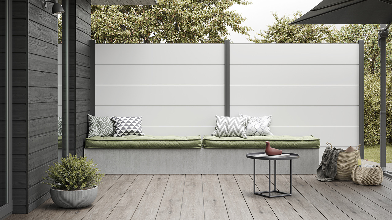 recinzione a innesto planeo Gardence in PVC - White incl. inserto design a  scelta 180 x 180 cm - Recinzioni giardino