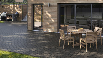 planeo AntikWood Set completo di listoni massicci per decking WPC - grigio antracite anticato