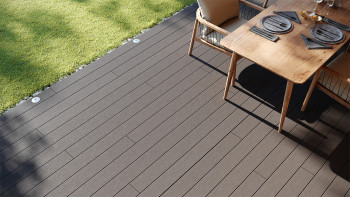 planeo LightWood WPC decking set completo tavole a camera cava - grigio chiaro scanalato/scanalato