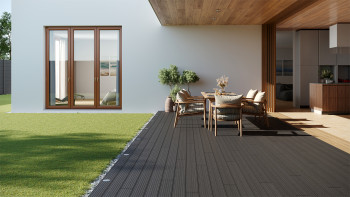 planeo LightWood WPC decking set completo tavole a camera cava - grigio scuro scanalato/scanalato