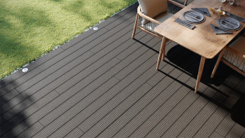 planeo LightWood WPC decking set completo tavole a camera cava - grigio scuro scanalato/scanalato