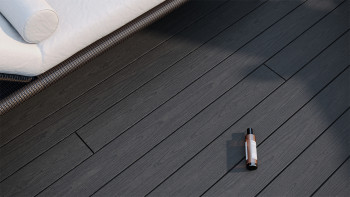 planeo CoEXWood WPC tavola con rivestimento solido - Grigio antracite/Grigio-marrone 3m strutturato