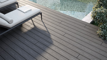 planeo CoEXWood WPC set completo di listoni massicci - grigio antracite/grigio strutturato