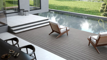 planeo CoEXWood WPC set completo di listoni massicci - grigio antracite/grigio strutturato