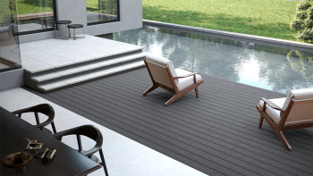 planeo CoEXWood WPC tavola con rivestimento solido - Grigio antracite/Grigio-marrone 3m strutturato