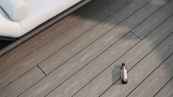 planeo CoEXWood WPC set completo di listoni massicci - grigio antracite/grigio strutturato