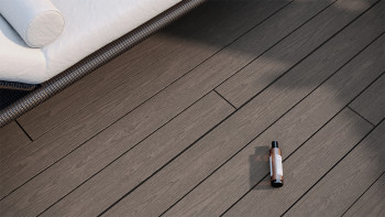 planeo CoEXWood WPC tavola con rivestimento solido - Grigio antracite/Grigio-marrone 3m strutturato