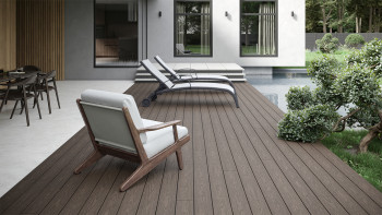 planeo CoEXWood WPC tavola con rivestimento solido - Grigio antracite/Grigio-marrone 3m strutturato