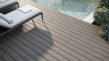 planeo CoEXWood WPC set completo di listoni massicci - grigio antracite/grigio strutturato