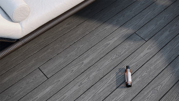 planeo CoEXWood WPC decking set completo di tavole massicce - cemento grigio/testurizzato