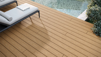 planeo CoEXWood WPC tavola con rivestimento solido - Sabbia/Caramello 3m strutturato