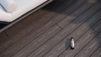 planeo CoEXWood WPC decking set completo tavola piena - marrone chiaro/marrone scuro strutturato