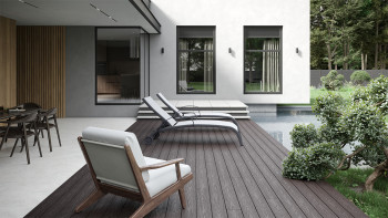 planeo CoEXWood WPC decking set completo tavola piena - marrone chiaro/marrone scuro strutturato