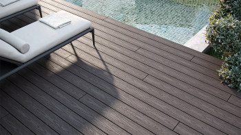 planeo CoEXWood WPC decking set completo tavola piena - marrone chiaro/marrone scuro strutturato