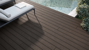 planeo CoEXWood WPC tavola con rivestimento solido - Marrone chiaro/Marrone scuro 3m strutturato