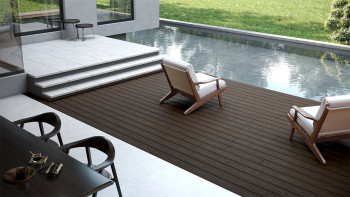 planeo CoEXWood WPC tavola con rivestimento solido - Marrone chiaro/Marrone scuro 3m strutturato