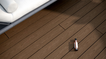 planeo CoEXWood WPC tavola con rivestimento solido - Marrone chiaro/Marrone scuro 3m strutturato