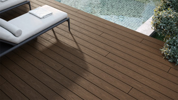 planeo CoEXWood WPC tavola con rivestimento solido - Marrone chiaro/Marrone scuro 3m strutturato