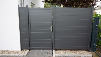 planeo Gardence Metallic - Recinzione in allumino quadrata Grigio antracite DB 703