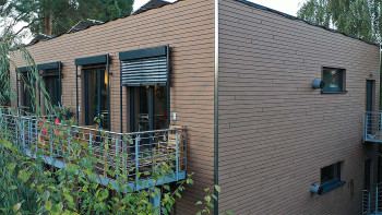 planeo Fassado - Modanatura a rombi in WPC Rivestimento di facciata marrone
