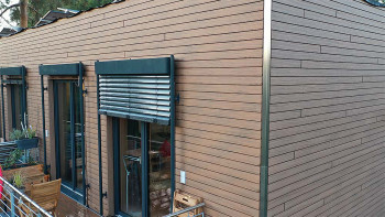 planeo Fassado - Modanatura a rombi in WPC Rivestimento di facciata marrone