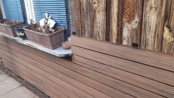 planeo Fassado - Modanatura a rombi in WPC Rivestimento di facciata marrone