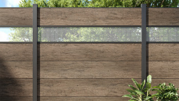 planeo Gardence Simply - Recinzione in PVC ad innesto Quadrata Quercia Monumento 180x180 cm
