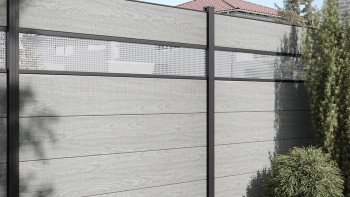 planeo Gardence Simply - Recinzione in PVC ad innesto Quadrata Grigio Cenere Taglio 180x180 cm