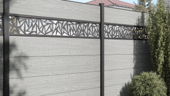 planeo Gardence Simply - Recinzione in PVC ad innesto Quadrata Grigio Cenere Taglio 180x180 cm