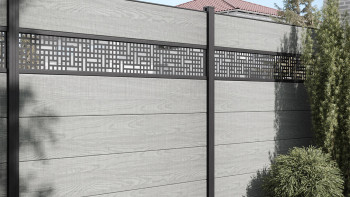 planeo Gardence Simply - Recinzione in PVC ad innesto Quadrata Grigio Cenere Taglio 180x180 cm