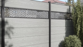 planeo Gardence Simply - Recinzione in PVC ad innesto Quadrata Grigio Cenere Taglio 180x180 cm