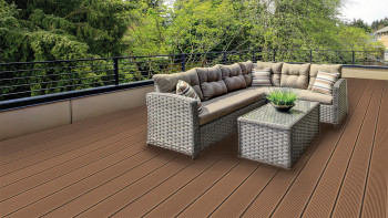 planeo WPC decking solid light brown - textured/grooved