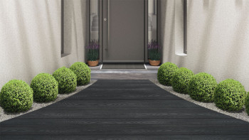 pannello per decking planeo WPC solido grigio scuro - strutturato/scanalato