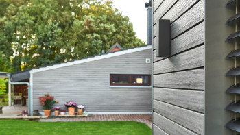 planeo Fassado - Rivestimento di facciata a fasce romboidali WPC grigio grafite