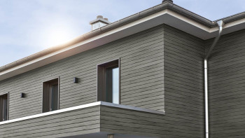 planeo Fassado - Rivestimento di facciata a fasce romboidali WPC grigio grafite