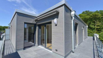 planeo Fassado - Rivestimento di facciata a fasce romboidali WPC grigio grafite