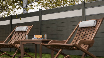 planeo Gardence Strong - recinzione a innesto BPC in vetro satinato grigio antracite 180 x 180 cm