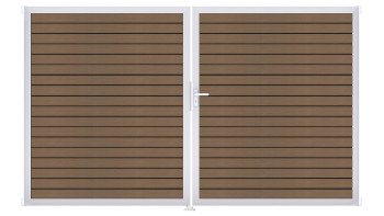 planeo Gardence Trendy - Porta a rombo BPC - DIN destra 2 ante in teak co-ex con telaio in alluminio argento | EV1