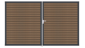 planeo Gardence Trendy - Porta a rombo BPC - DIN destra 2 ante in teak co-ex con telaio in alluminio antracite | DB703