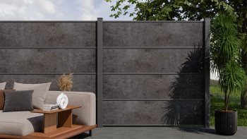 planeo Gardence Resistant - recinzione a innesto in HPL grigio antracite 180 x 183 cm