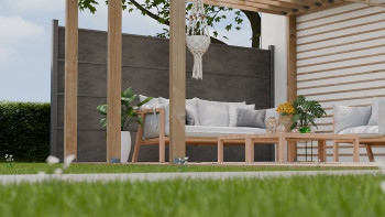 planeo Gardence Resistant - recinzione a innesto in HPL grigio antracite 180 x 183 cm