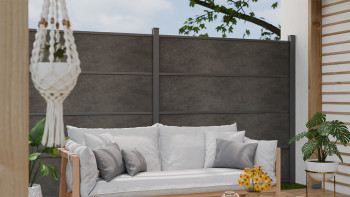 planeo Gardence Resistant - recinzione a innesto in HPL grigio antracite 180 x 183 cm