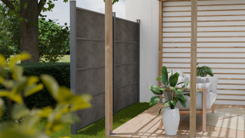 planeo Gardence Resistant - recinzione a innesto in HPL grigio antracite 180 x 183 cm
