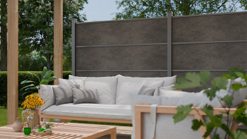 planeo Gardence Resistant - recinzione a innesto in HPL grigio antracite 180 x 183 cm