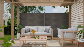 planeo Gardence Resistant - recinzione a innesto in HPL grigio antracite 180 x 183 cm