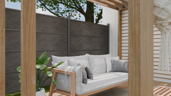 planeo Gardence Resistant - recinzione a innesto in HPL grigio antracite 180 x 183 cm