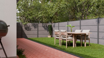 planeo Gardence Resistant - recinzione a innesto in HPL grigio antracite 180 x 183 cm